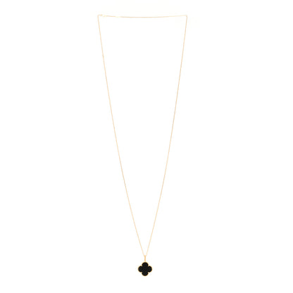 Van Cleef & Arpels 18K Yellow Gold Black Onyx Magic Alhambra Pendant Necklace 3 of 6