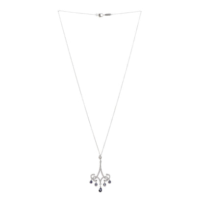 Tiffany Platinum Diamond Tanzanite Enchant Chandelier Pendant Necklace 3 of 6
