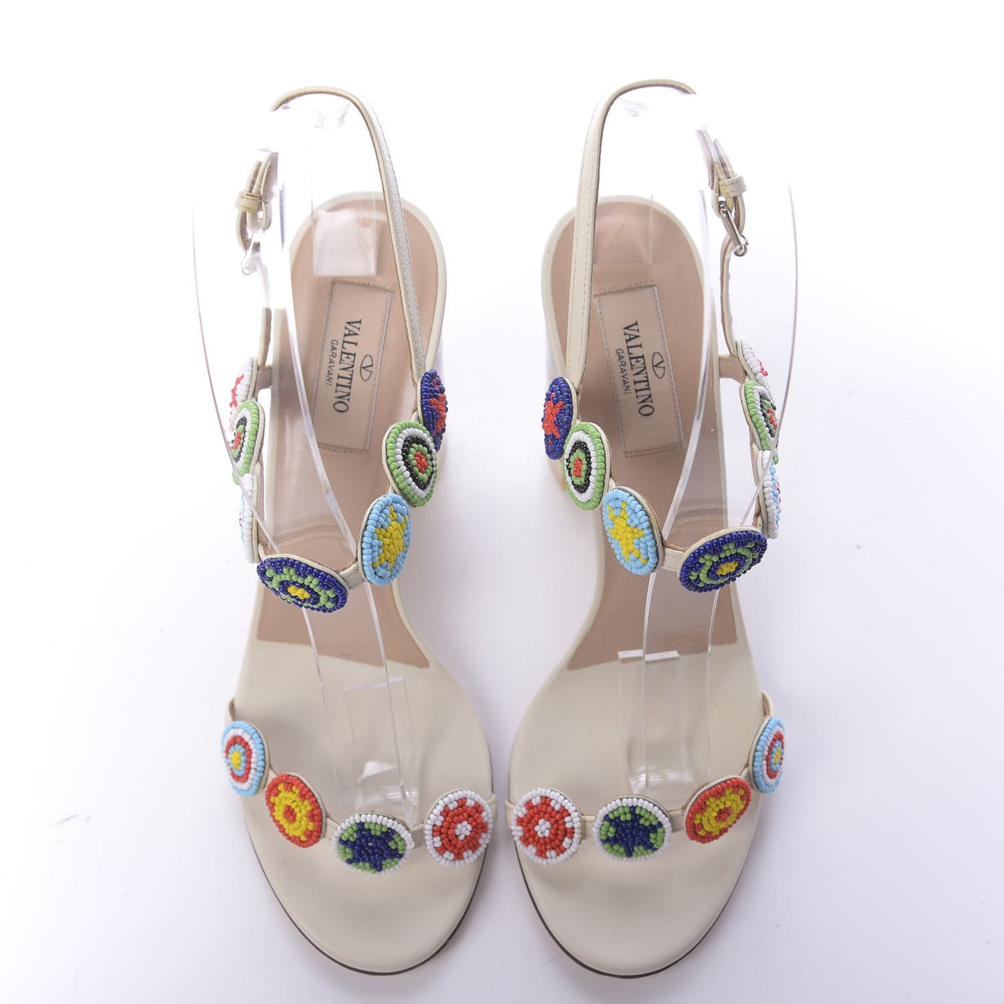 Nappa Beaded Medallion Sandals 37.5 White