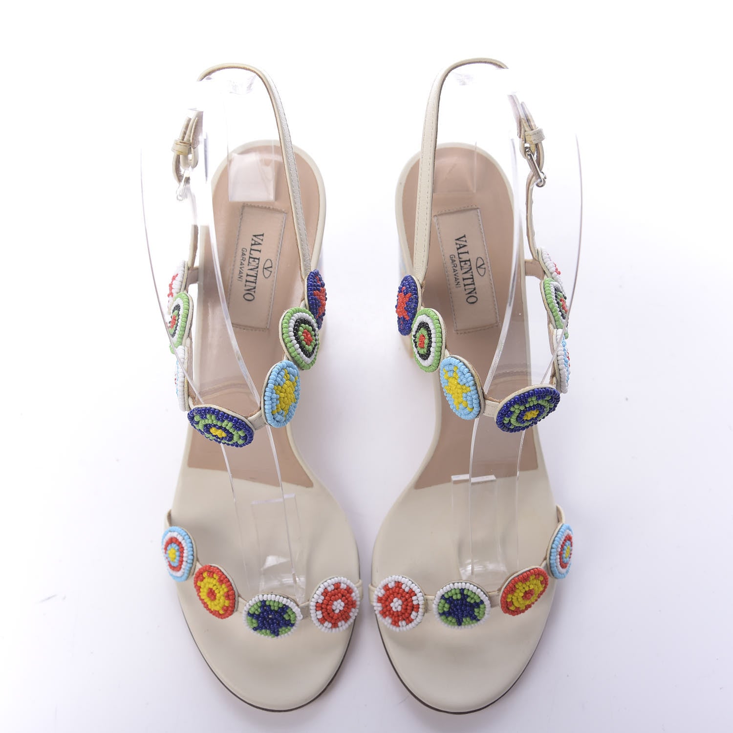 Valentino Garavani Nappa Beaded Medallion Sandals 37.5 White 6 of 10