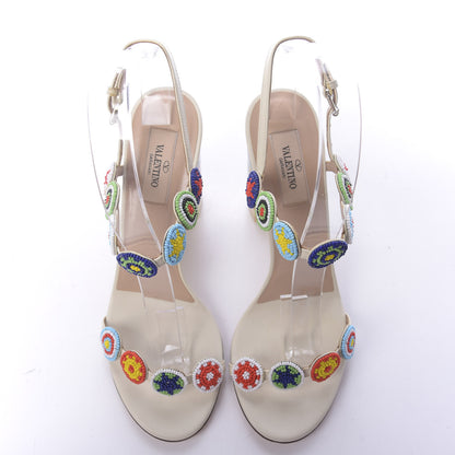 Valentino Garavani Nappa Beaded Medallion Sandals 37.5 White 6 of 10