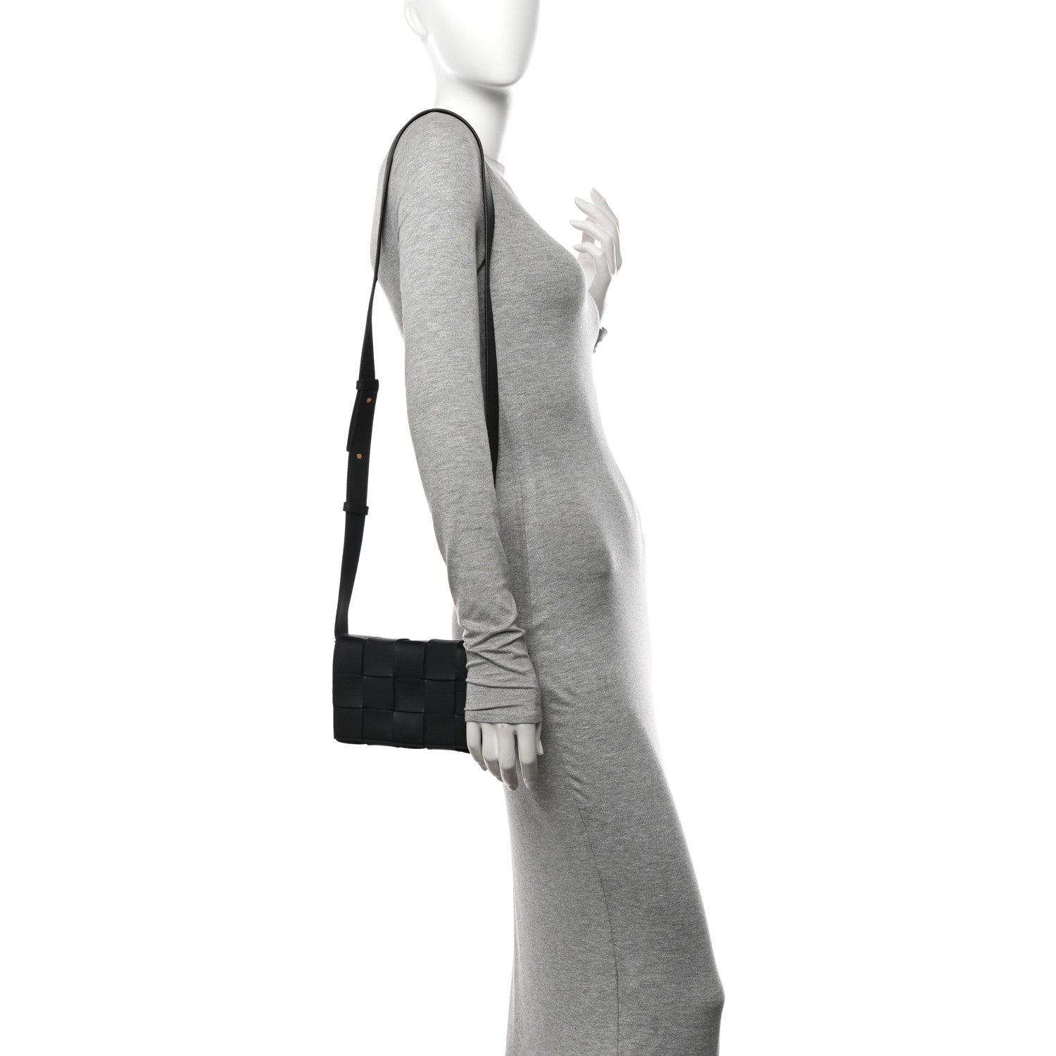 Bottega Veneta Lambskin Maxi Intreccio Small Cassette Crossbody Bag Black 2 of 11