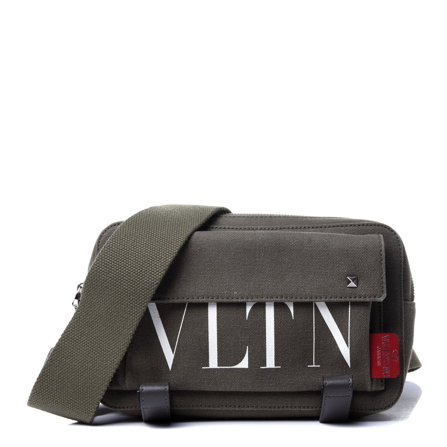 Canvas VLTN Print Rockstud Crossbody Olive