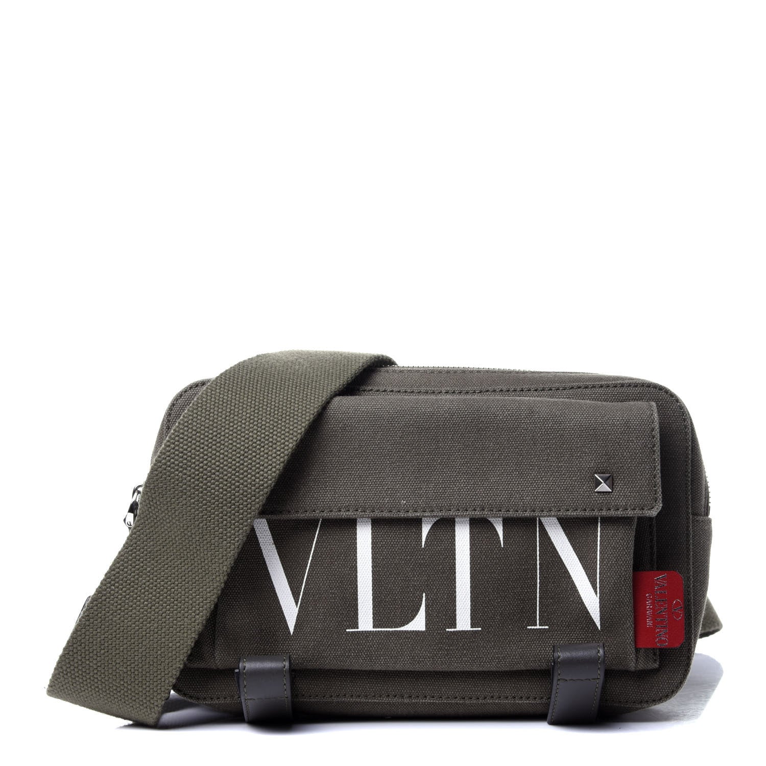Valentino Garavani Canvas VLTN Print Rockstud Crossbody Olive 1 of 11