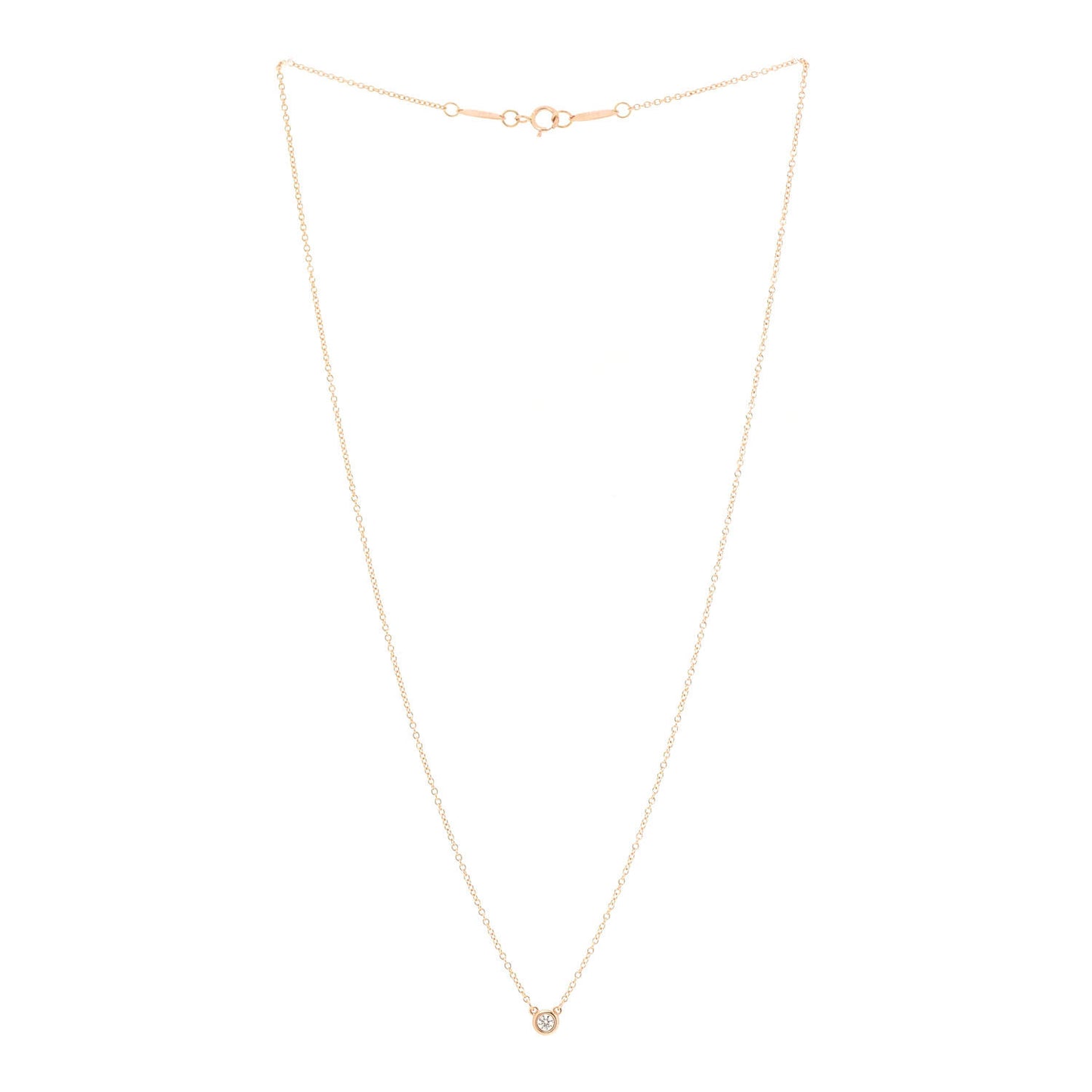 18K Rose Gold Diamond .07ct Elsa Peretti Diamonds by the Yard Pendant Necklace