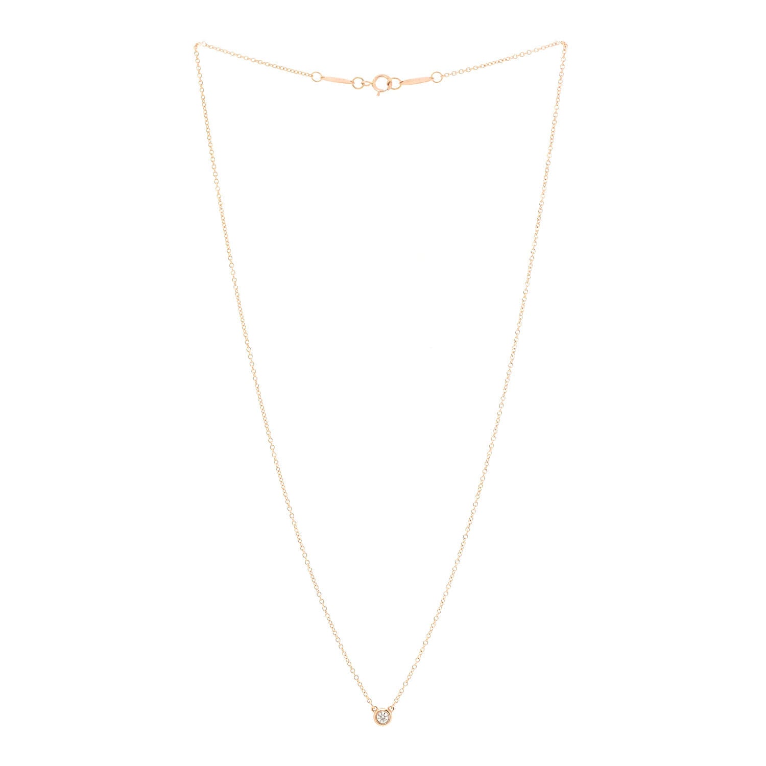 Tiffany 18K Rose Gold Diamond .07ct Elsa Peretti Diamonds by the Yard Pendant Necklace 3 of 7