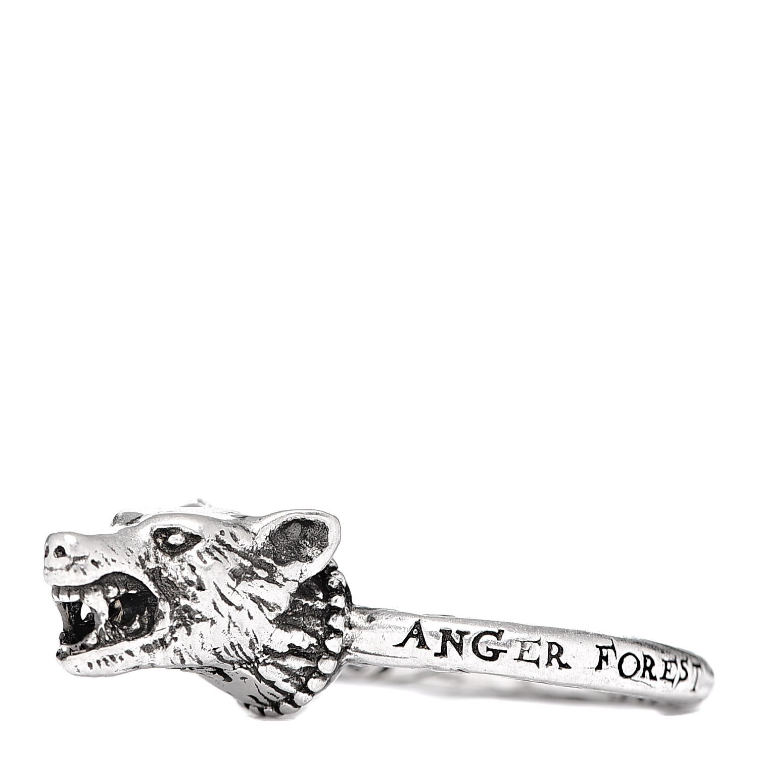Gucci Sterling Silver Anger Forest Wolf Head Ring 57 8 3 of 6
