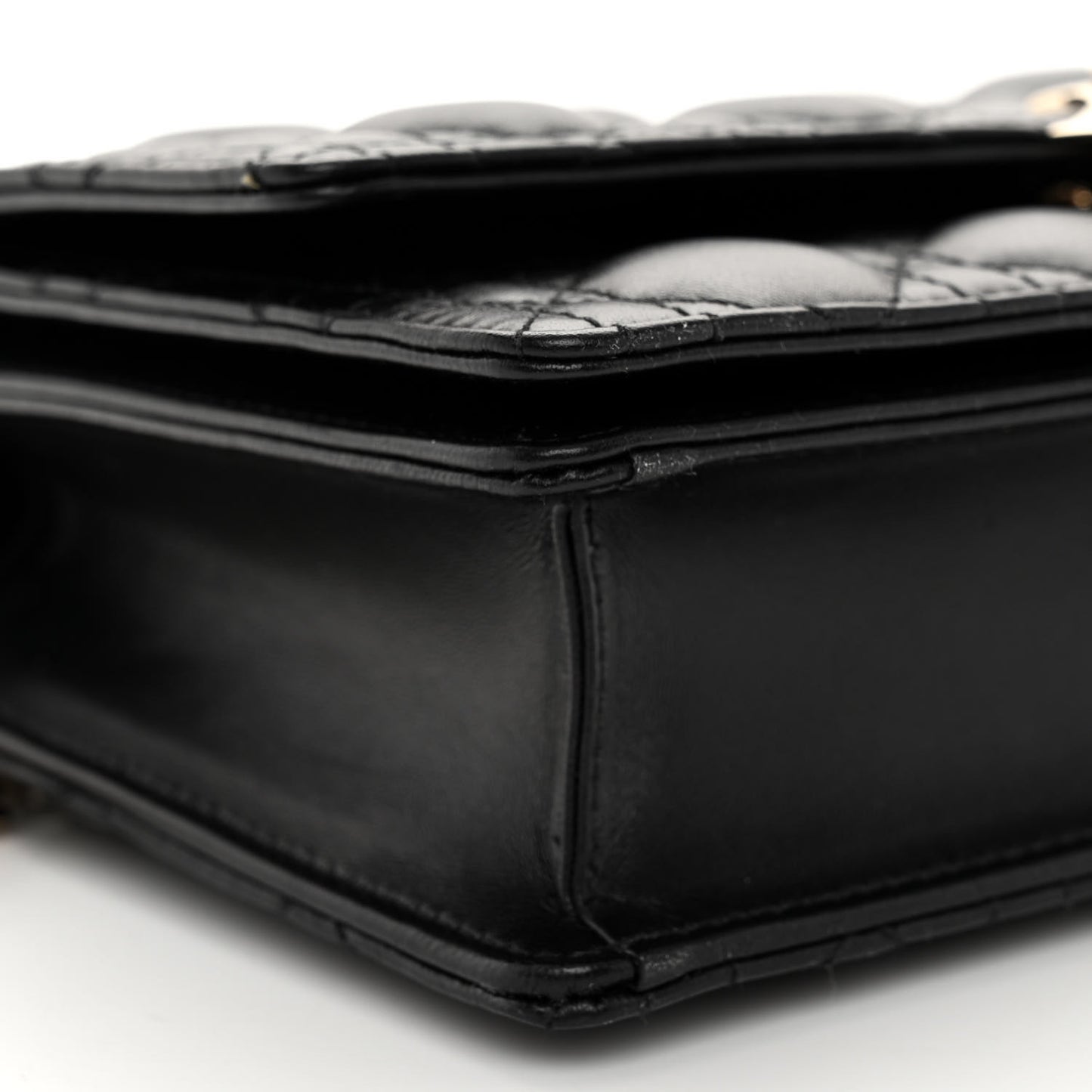 CHRISTIAN DIOR Lambskin Cannage Miss Dior Chain Pouch Black