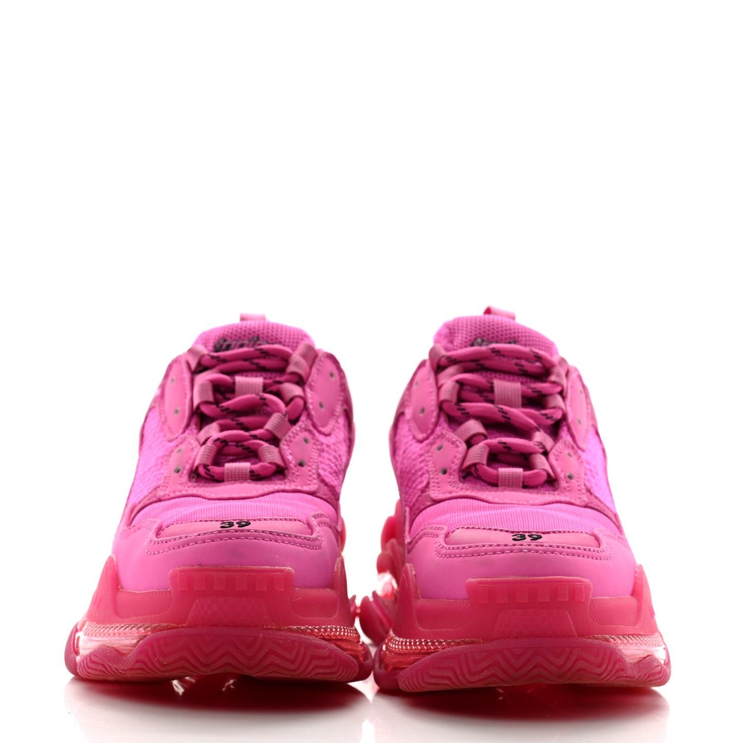 Fabric Mesh Clear Sole Fluo Womens Triple S Sneakers 39 Pink
