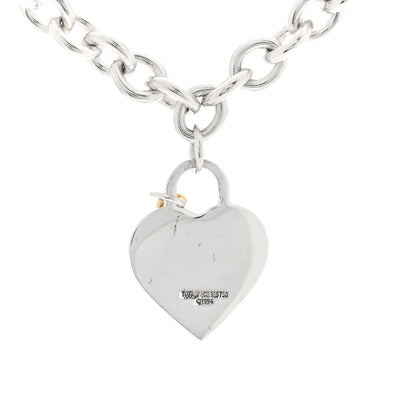 Tiffany Sterling Silver 18K Yellow Gold Heart Lock Key Pendant Necklace 4 of 5