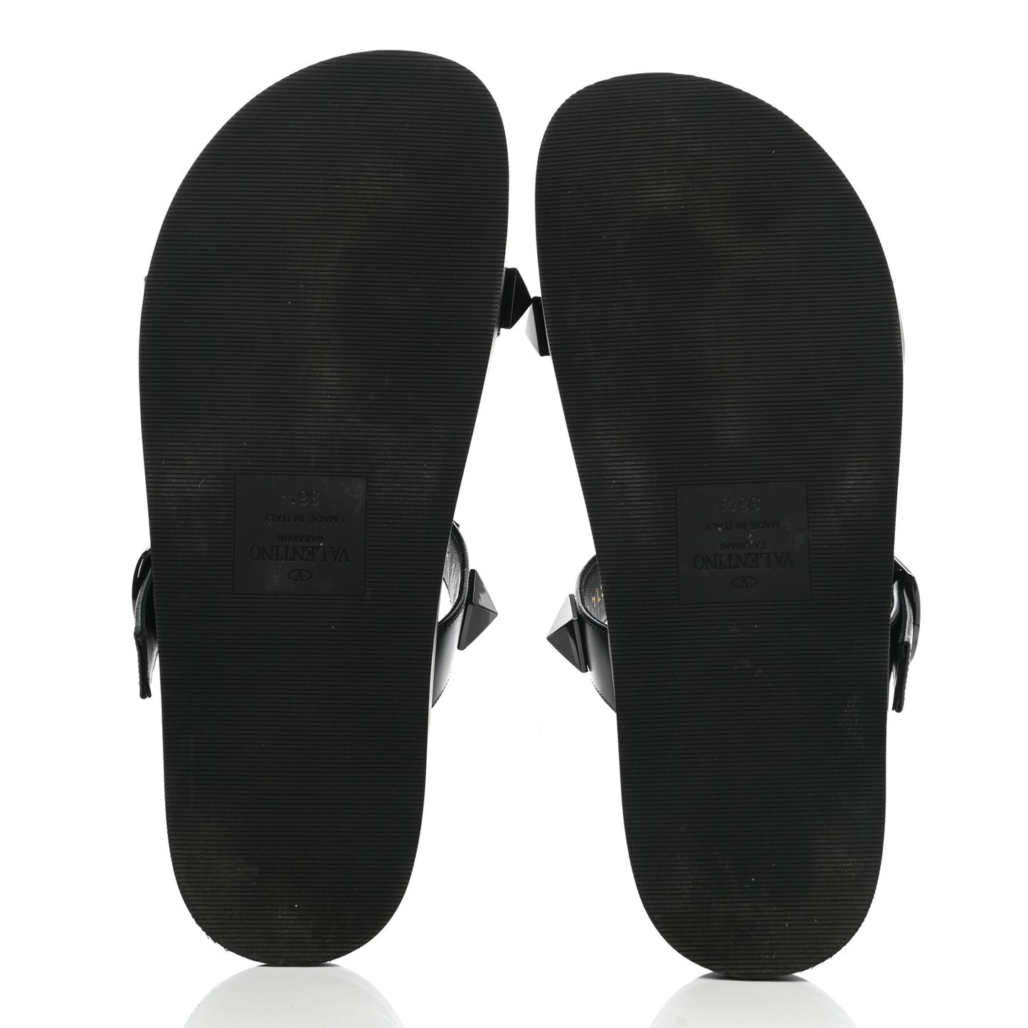 Calfskin Roman Stud Slide Sandals 36.5 Black