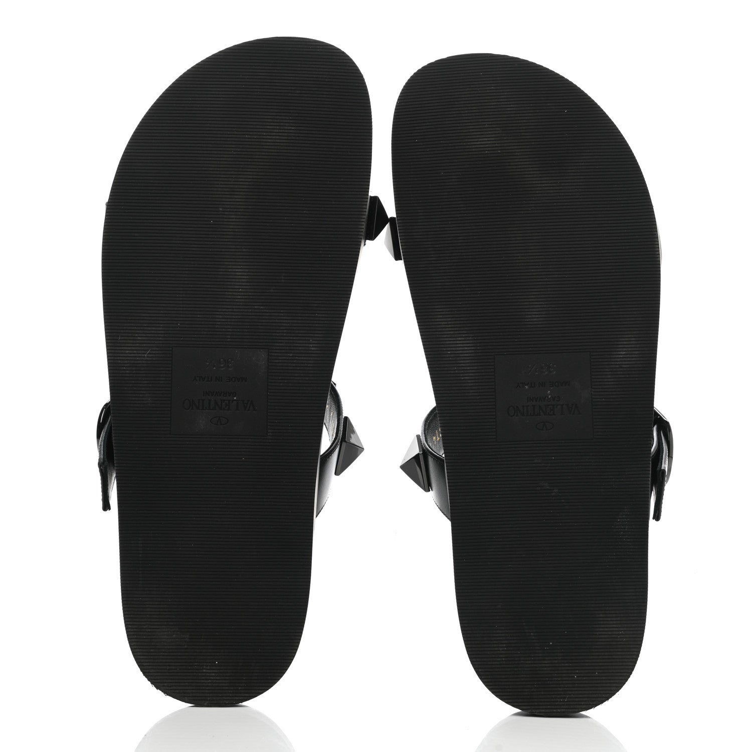 Valentino Garavani Calfskin Roman Stud Slide Sandals 36.5 Black 5 of 8