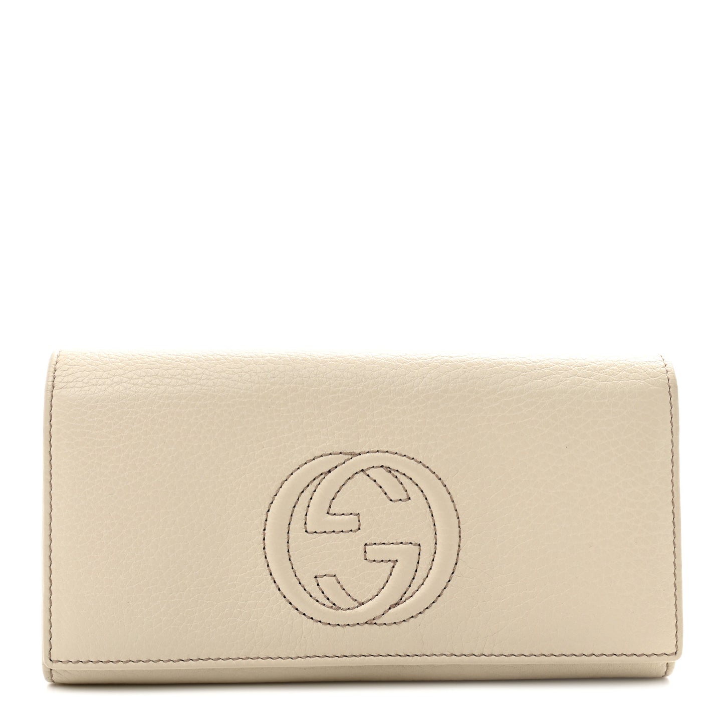 Pebbled Calfskin Large Soho Continental Wallet Off White