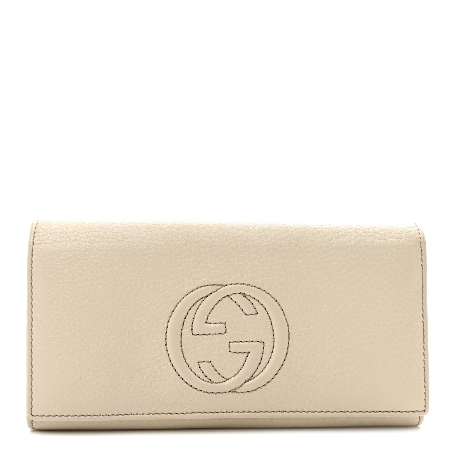 Gucci Pebbled Calfskin Large Soho Continental Wallet Off White 1 of 7