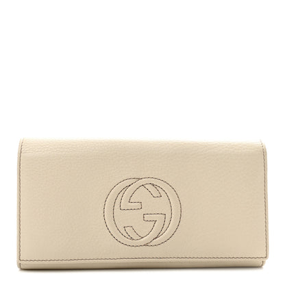 Gucci Pebbled Calfskin Large Soho Continental Wallet Off White 1 of 7