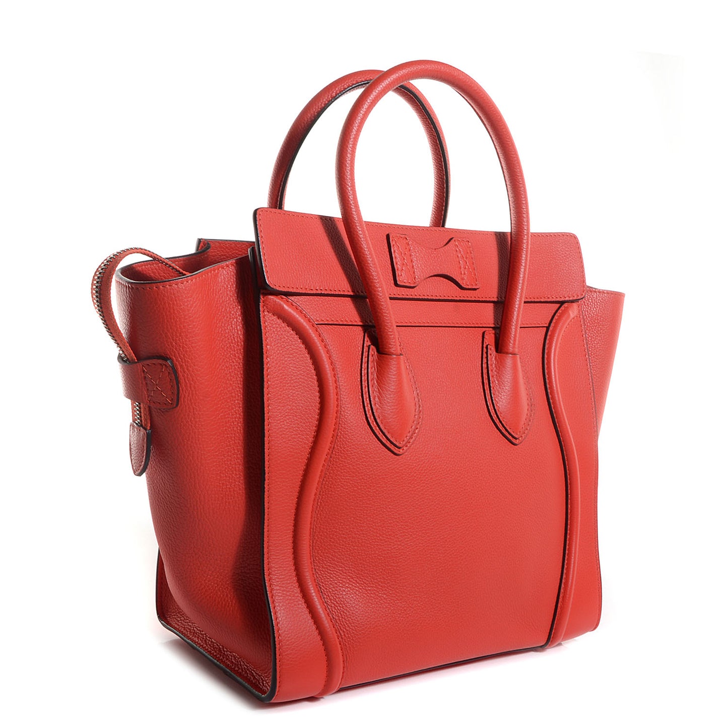 Drummed Calfskin Mini Luggage Vermillion