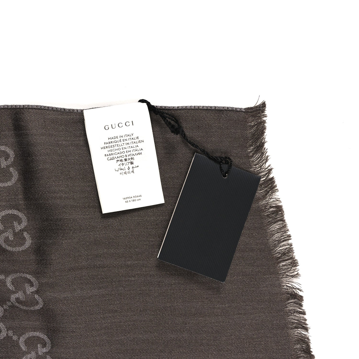 Gucci Wool Silk GG Monogram GGNat Scarf Dark Brown 3 of 4