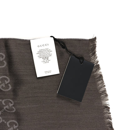 Gucci Wool Silk GG Monogram GGNat Scarf Dark Brown 3 of 4