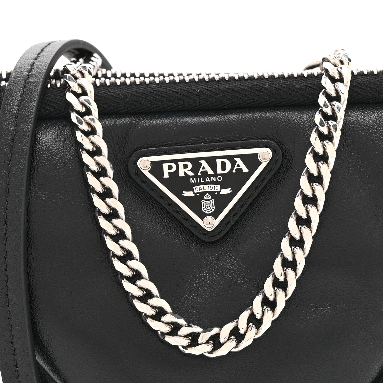 Prada Nappa Soft Padded Mini Triangle Crossbody Pouch Black 9 of 11