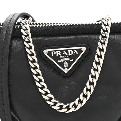 Prada Nappa Soft Padded Mini Triangle Crossbody Pouch Black 9 of 11