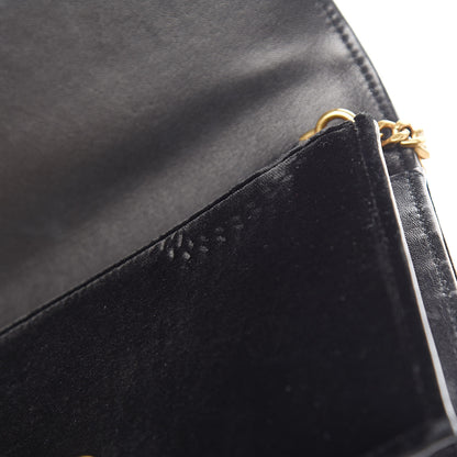 Saint Laurent Velvet Embroidered Bamboo Monogram Kate Chain Wallet Black 8 of 16