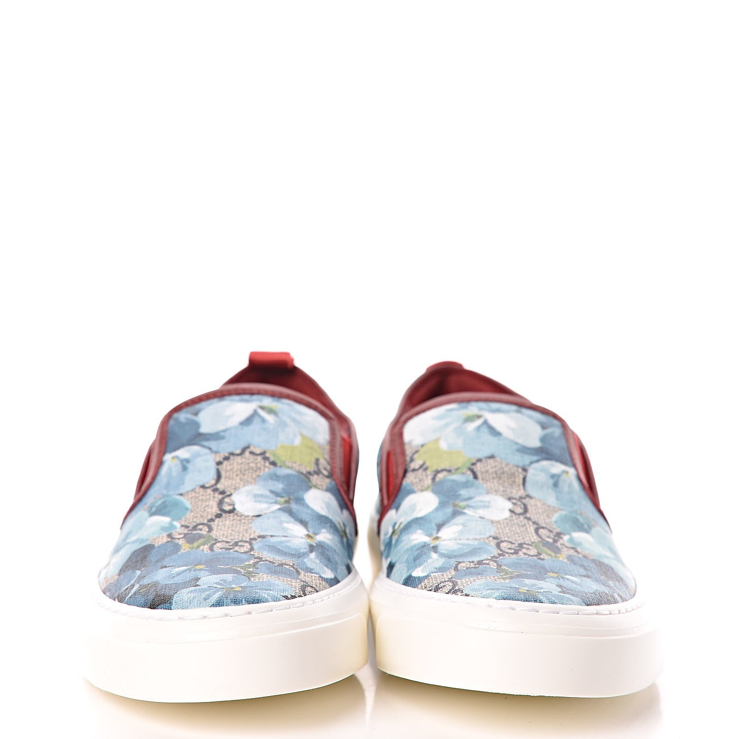 Gucci GG Supreme Monogram Blooms Womens Slip On Sneakers 37.5 Beige Blue Navy Red 2 of 9