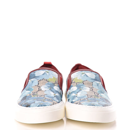 Gucci GG Supreme Monogram Blooms Womens Slip On Sneakers 37.5 Beige Blue Navy Red 2 of 9