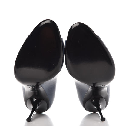 Gucci Calfskin Logo Plate Peep Toe Pumps 37.5 Admiral 7 of 11