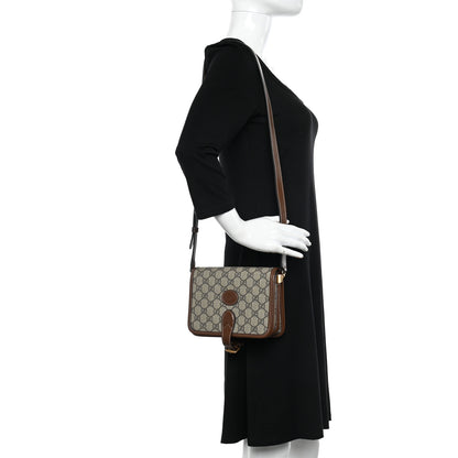 Gucci GG Supreme Monogram Azalea Calfskin Mini Retro Interlocking G Flap Shoulder Bag Beige Ebony Brown Sugar 2 of 10