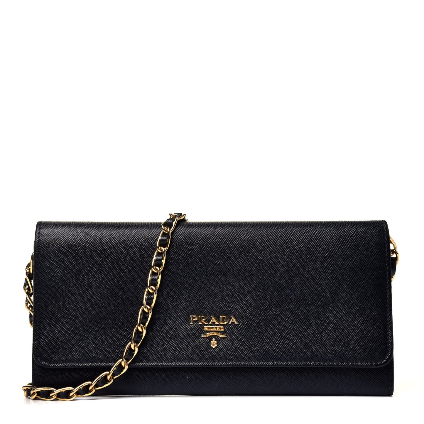 Saffiano Metal Oro Chain Wallet Black