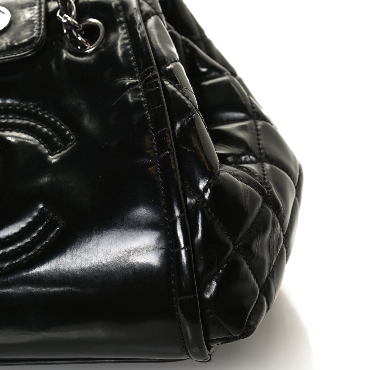 Vinyl Lipstick Ligne Accordion Tote Black