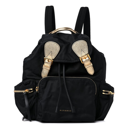 Burberry Nylon Medium Rucksack Runway Backpack Black Gold 1 of 9