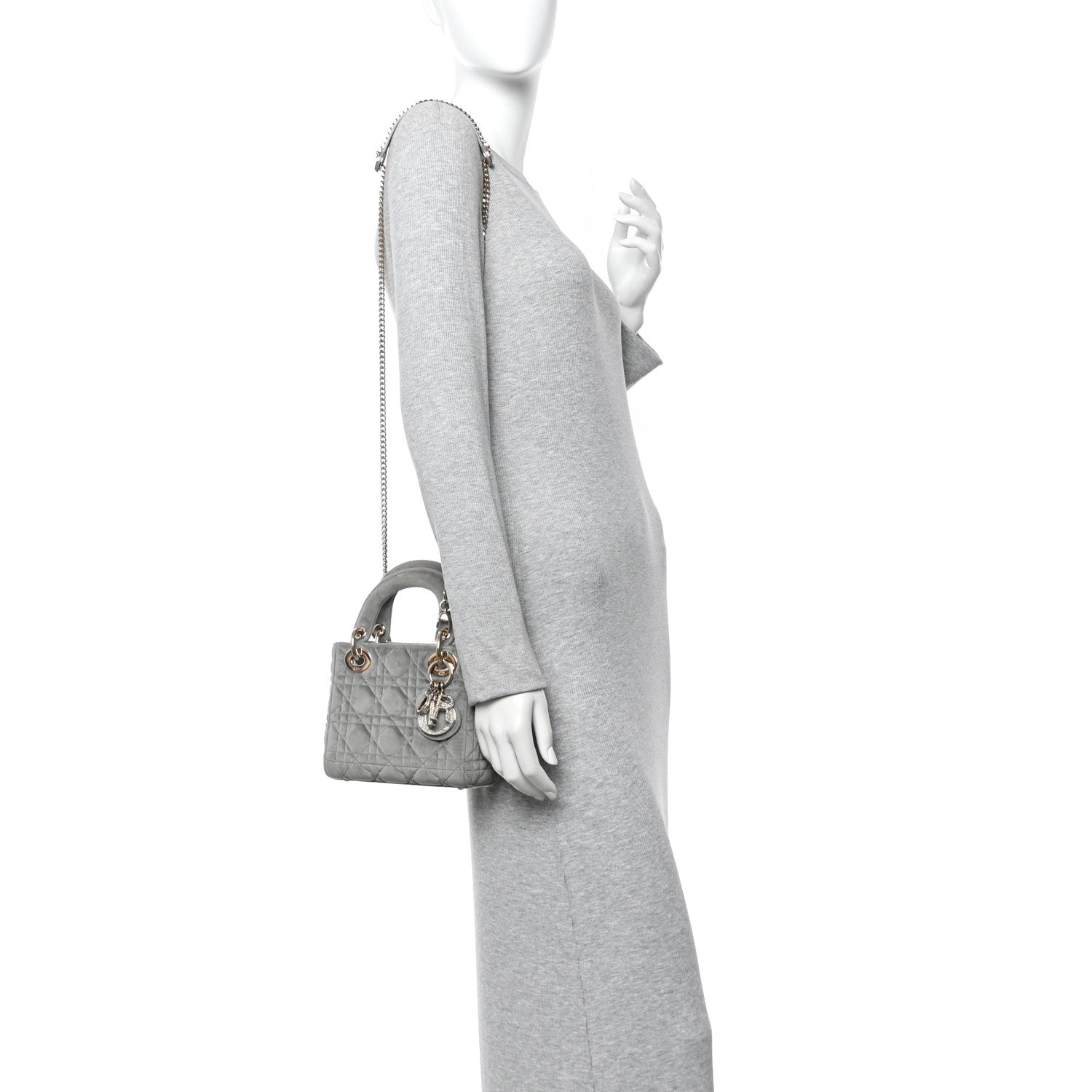 Christian Dior Velvet Mini Lady Dior Gray 2 of 10