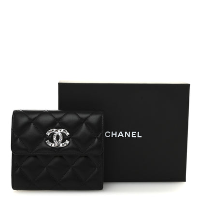 Chanel Lambskin Quilted Baguette Crystal Small Compact Wallet Black 8 of 8