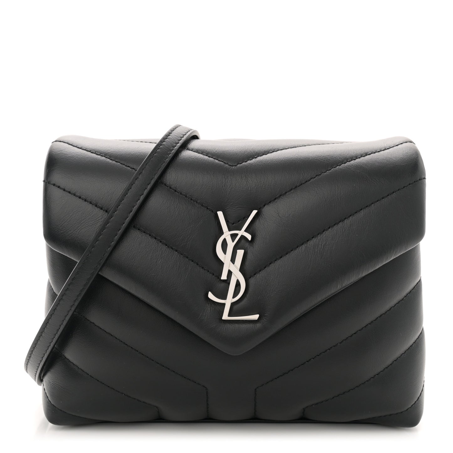 Calfskin Y Quilted Monogram Toy Loulou Crossbody Bag Black