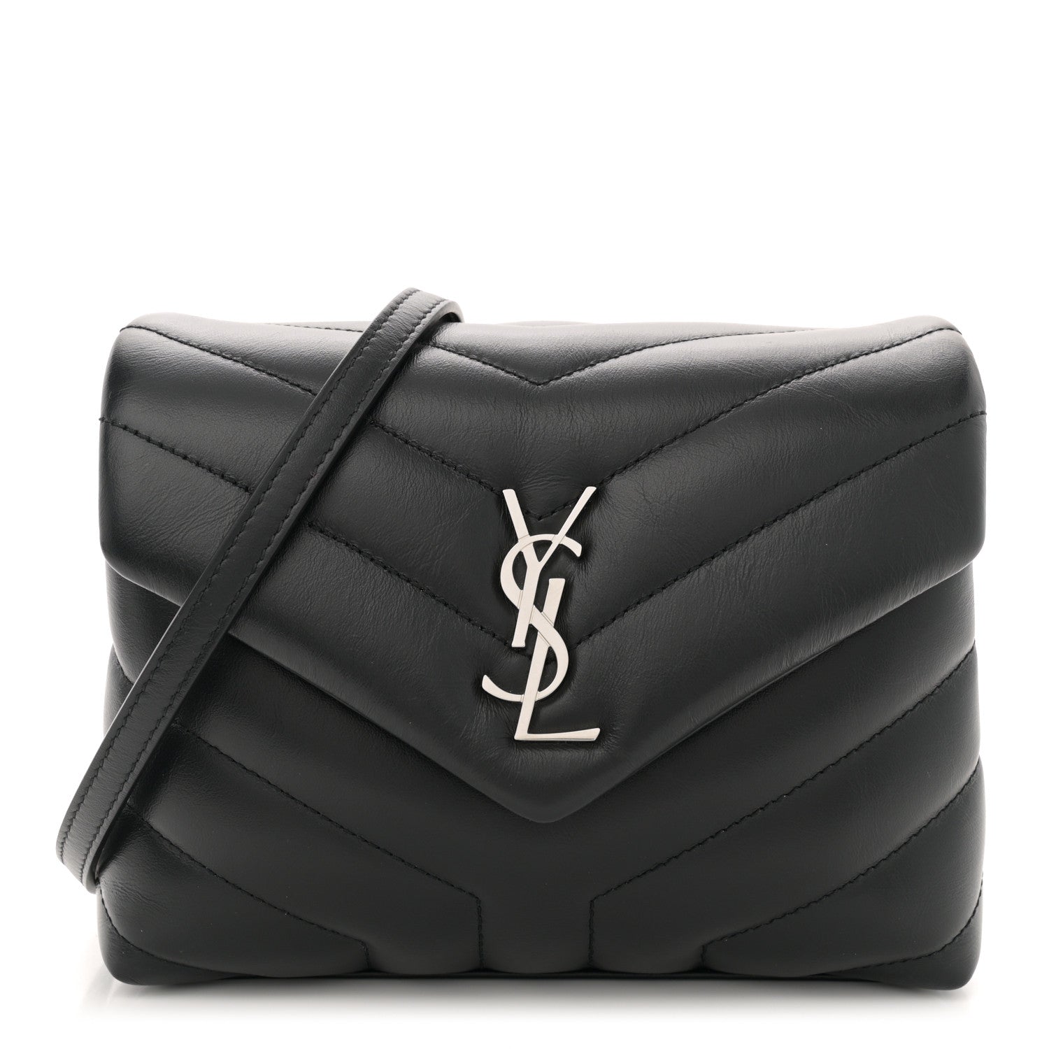 Saint Laurent Calfskin Y Quilted Monogram Toy Loulou Crossbody Bag Black 1 of 10