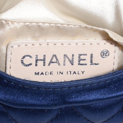 Chanel Satin Quilted Half Moon Clutch Blue 6 of 8
