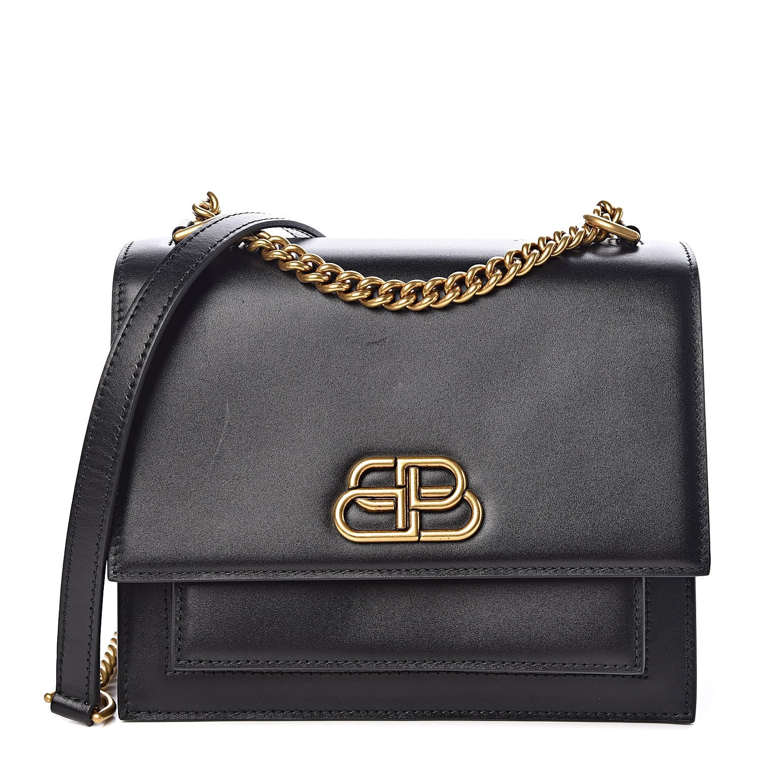 Balenciaga Box Calfskin S Sharp Chain Shoulder Bag Black 1 of 9