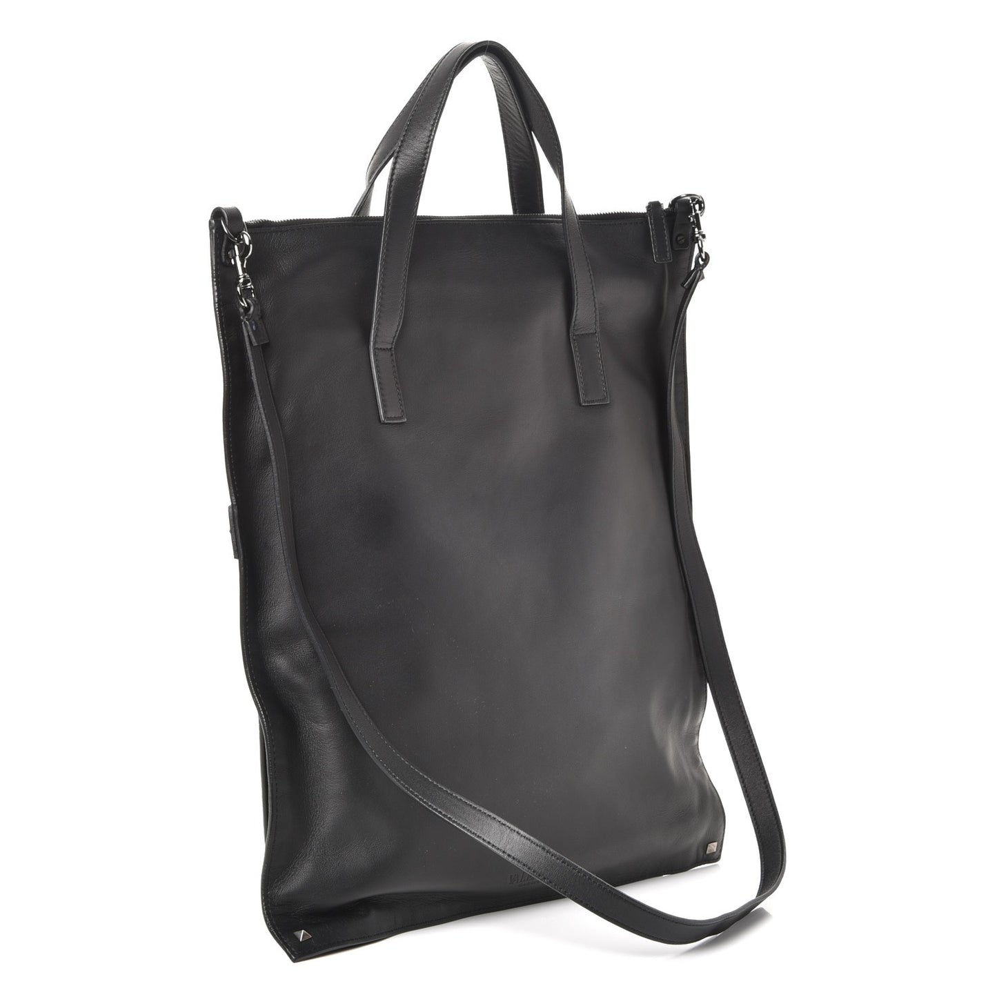 Nappa Medium Rockstud Zippered Tote Black
