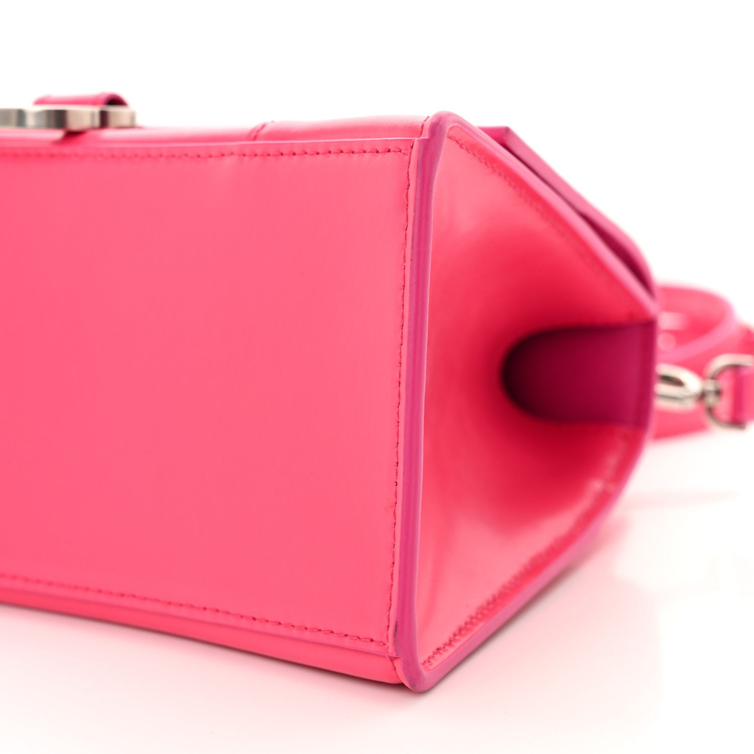 Balenciaga Shiny Box Calfskin Small Hourglass Top Handle Bag Acid Fuchsia 15 of 16