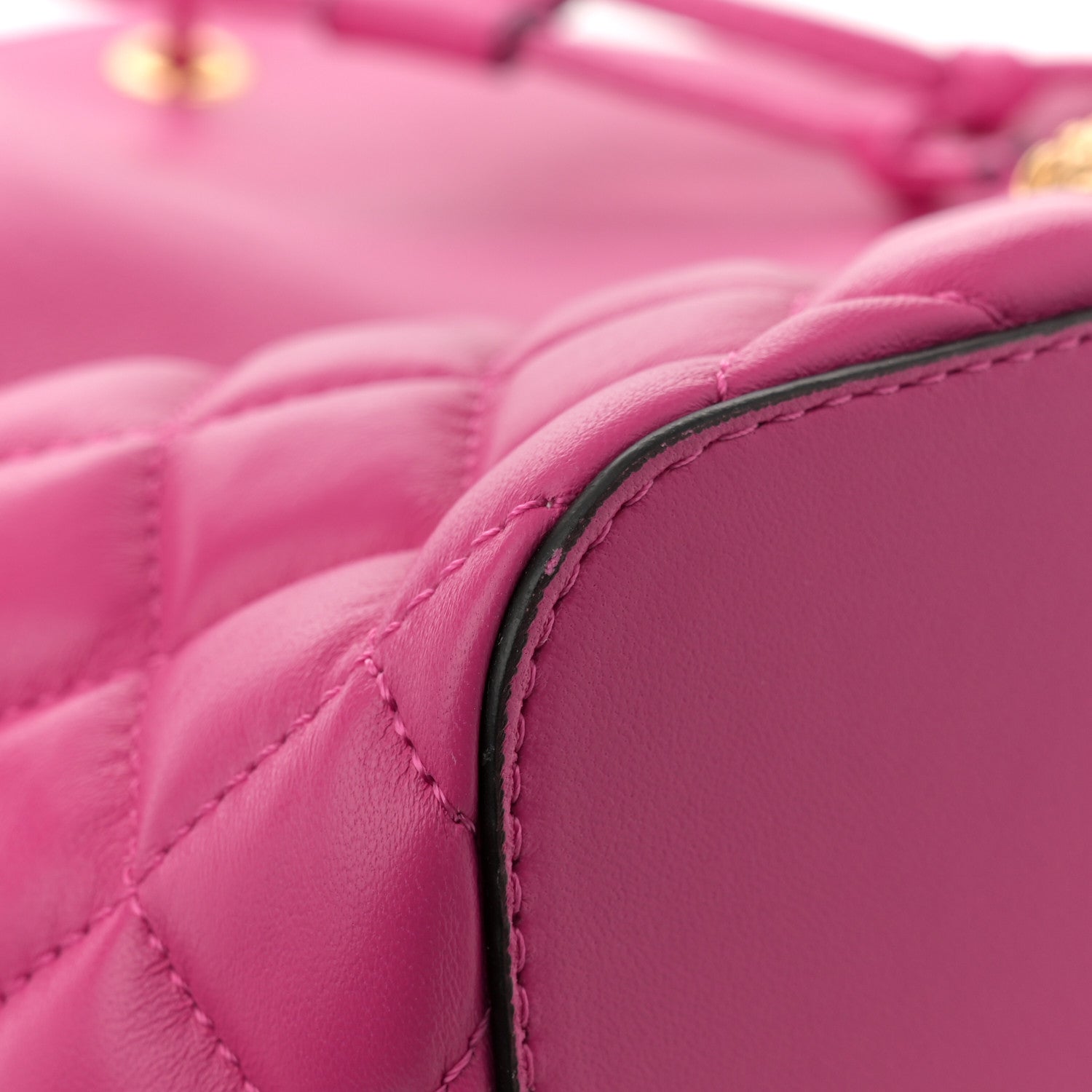 Versace Nappa Quilted Medusa Top Handle Bucket Bag Fuchsia 11 of 11