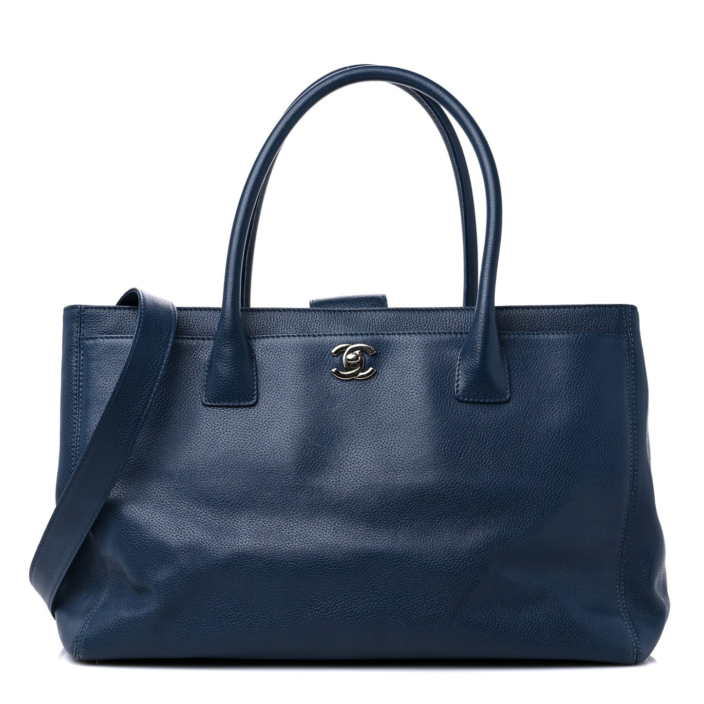Calfskin Cerf Executive Shopper Tote Blue