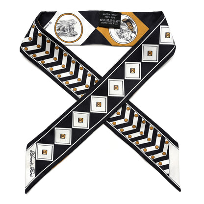 Hermes Silk Colliers Et Chiens Twilly Black Gold White 1 of 5