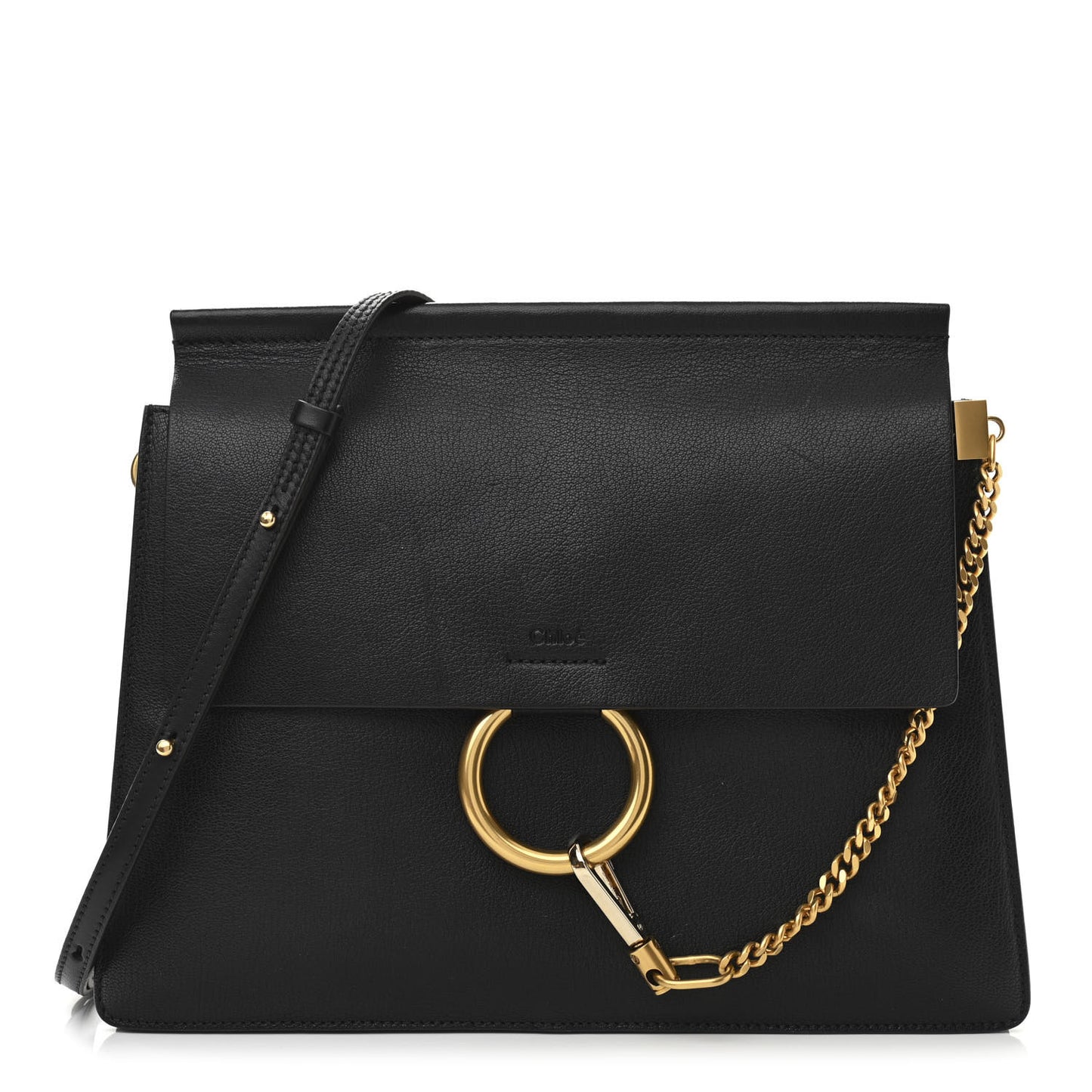Calfskin Medium Faye Shoulder Bag Black