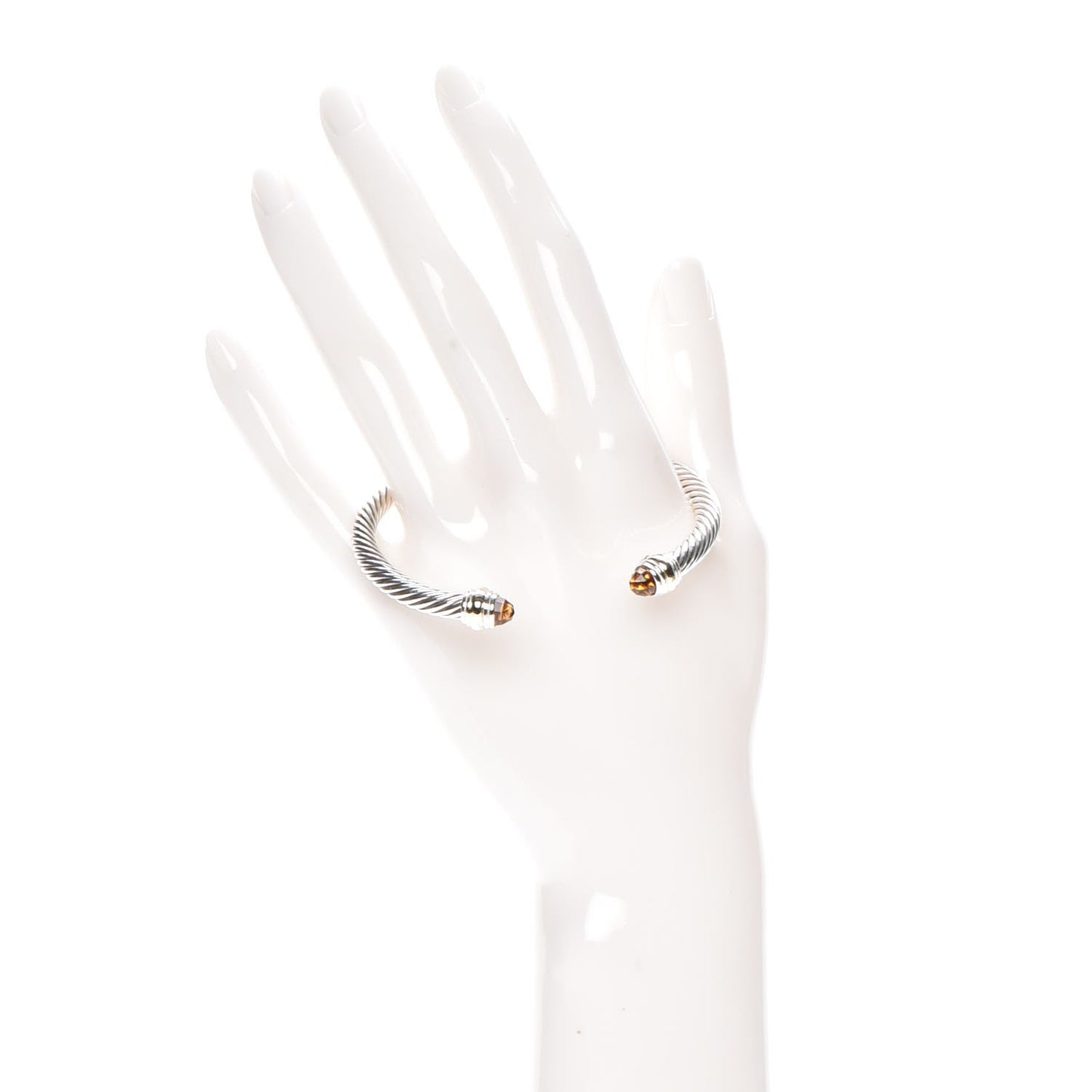 Sterling Silver 14K Yellow Gold Citrine 5mm Cable Classics Bracelet