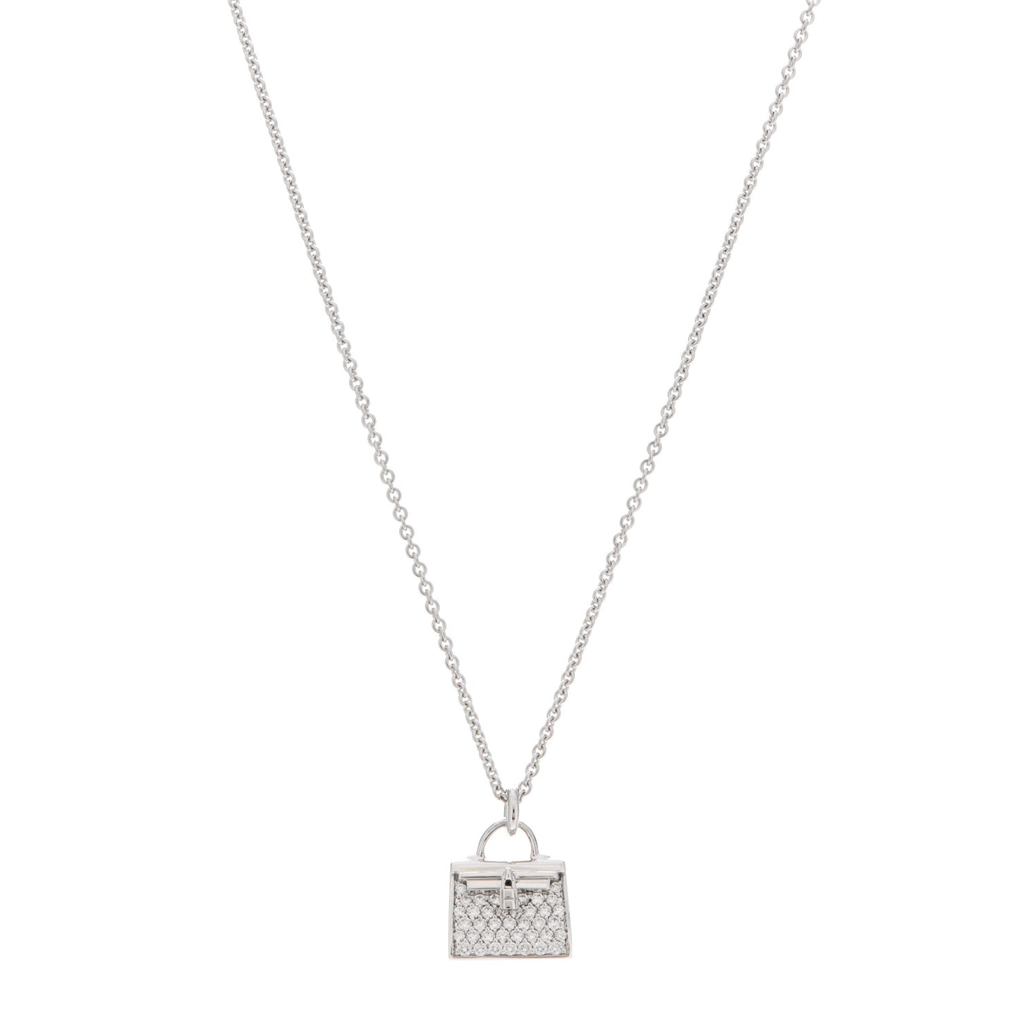18K White Gold Diamond Kelly Amulettes Pendant Necklace