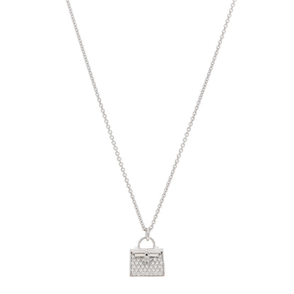 Hermes 18K White Gold Diamond Kelly Amulettes Pendant Necklace 1 of 5