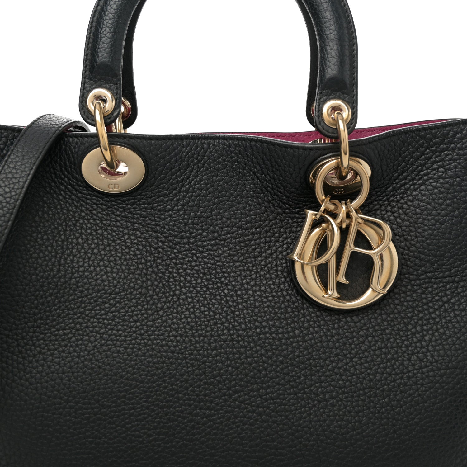 Christian Dior Bullcalf Medium Diorissimo Tote Black Rose Indien 9 of 12