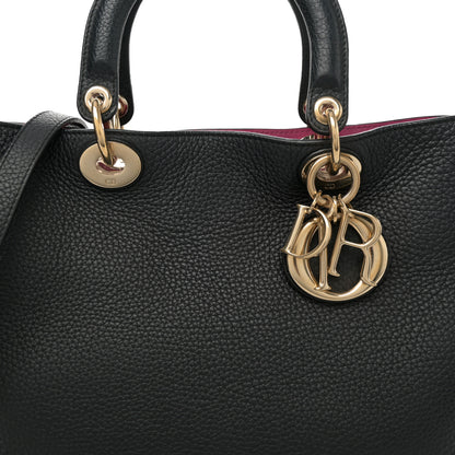Christian Dior Bullcalf Medium Diorissimo Tote Black Rose Indien 9 of 12
