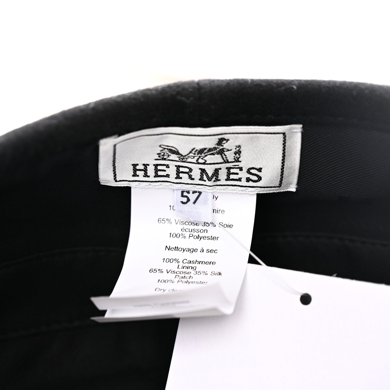 Hermes Cashmere Saint Honore Drap Beret 57 Black 8 of 9